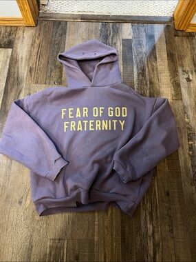 Fear of God Purple Fraternity Hoodie with Yellow Logo